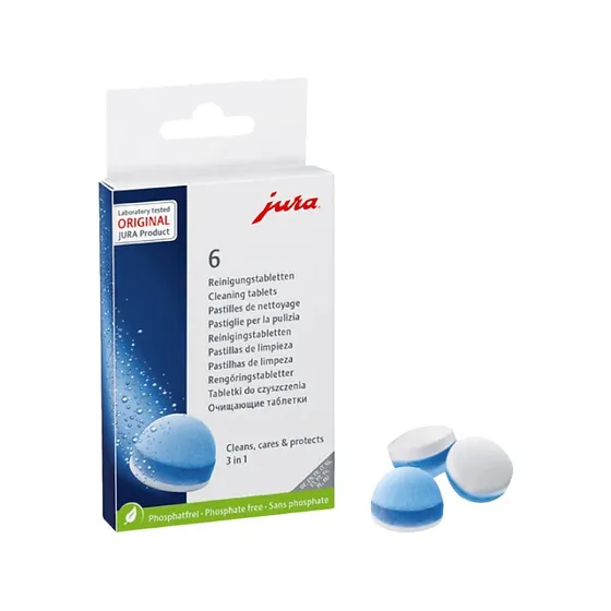 Jura 24225 Pastillas de Limpieza 3 en 1 para Cafeteras, Pack 6