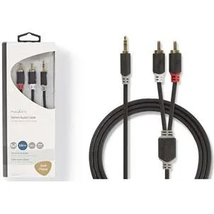 Nedis Cable Audio 3.5mm M - 2x RCA M, 3m, Negro