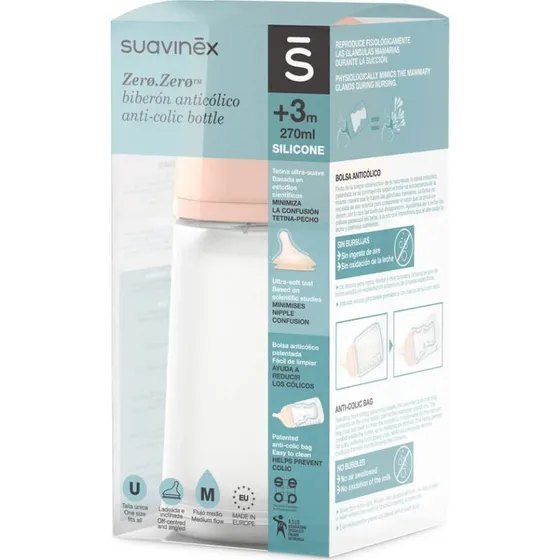 Suavinex Biberón Anticólicos Zero Zero 270 ml - Flujo Medio M