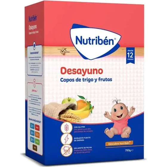 Nutribén Papilla Desayuno Copos de Trigo y Fruta 750 g