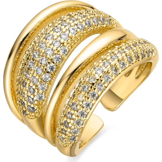 Merima Anillo con Circonita Brillante Acabado Oro 18k