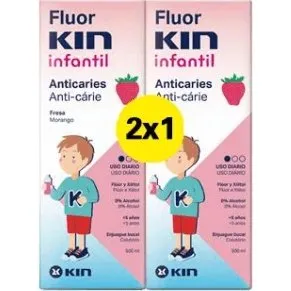 Fluor Kin DUPLO Colutorio Infantil Sabor Fresa 2x500 ml