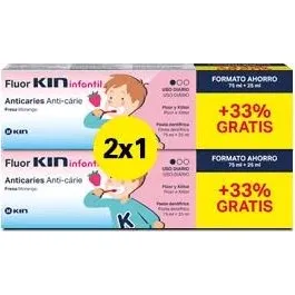 Fluor Kin Duplo Infantil Fresa Pasta Dental 2x100ml