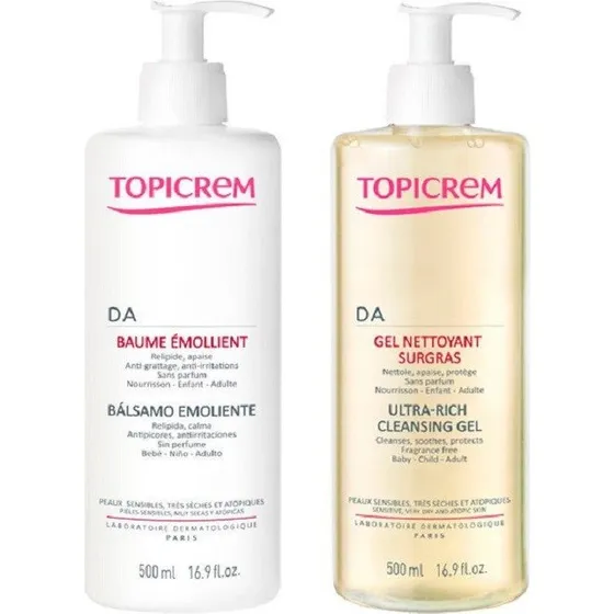 Topicrem DA Protect Pack: Bálsamo Emoliente y Gel Limpiador (2x500ml)