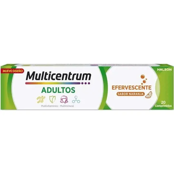 Multicentrum Efervescente Multivitamínico para Adultos, 20 Comprimidos