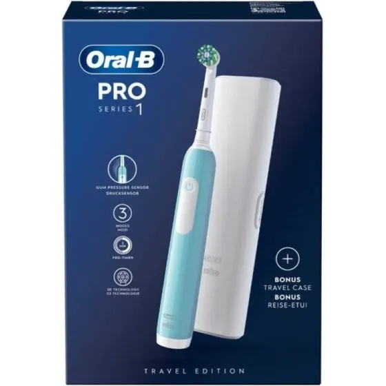 Oral-B Pro1 Cepillo Dental con Funda y 2 Cabezales Turquesa