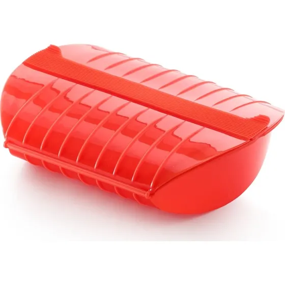 Lékué Estuche de vapor para 3-4 personas, color rojo