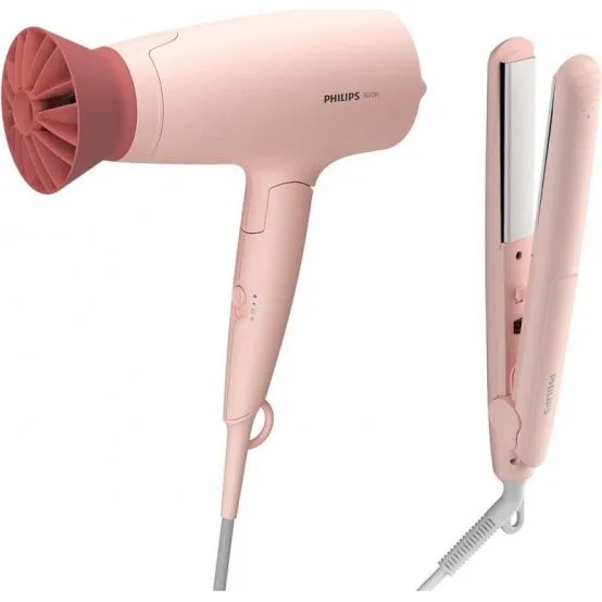 Philips BHP398/00 Secador 1600W + Plancha Rosa