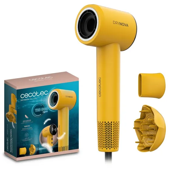 CECOTEC DryNova Yellow 1600W, 110.000 RPM, Brushless, Amarillo