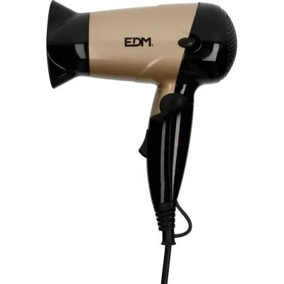 Edm Secador de Pelo Viaje Bi-Tensin 1000-1200W Dorado/Negro