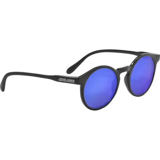 Salice 38 Gafas de Sol Redondas Unisex - Negro con Lentes Azules