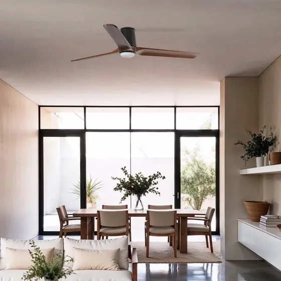 FARO BARCELONA Ventilador de Techo LED Heywood L Negro/Madera