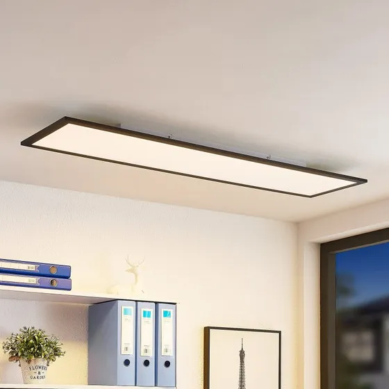 Lindby Lámpara de Techo LED Nelios 120x30 cm Negro