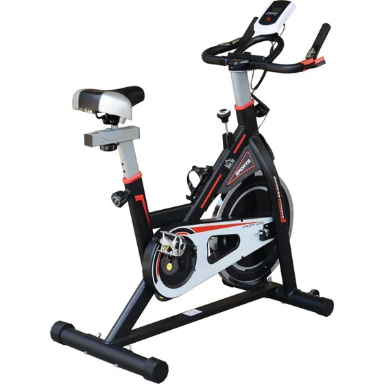 HOMCOM Bicicleta Esttica 8 kg, LCD, 120 kg, Negro