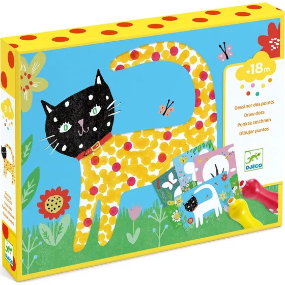 DJECO Colorear a Puntitos - Set infantil 18 meses (4 rotuladores)