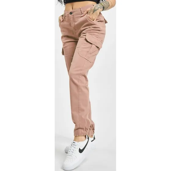 Urban Classics Vaqueros Elásticos para Mujer en Rosa Antiguo