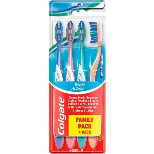 Colgate Cepillo Dental Triple Accin Medio 4 uds