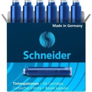 Schneider Cartuchos de Tinta Azul para Bolígrafo, Pack de 6