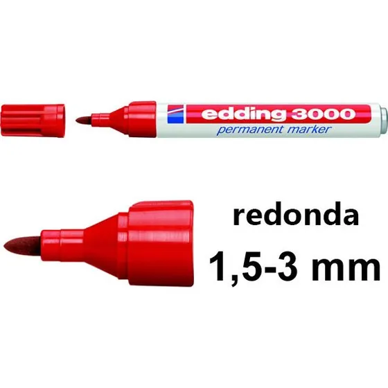 Edding 3000 Rotulador Permanente Rojo Punta Redonda (1,5-3 mm)
