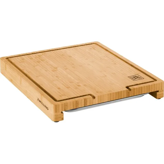 ZWILLING BBQ+ Tabla de cortar de bambú con bandeja de acero inoxidable