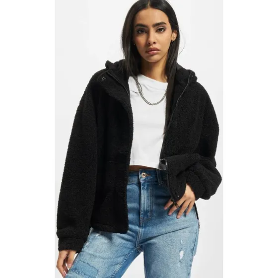 Chaqueta Sherpa Urban Classics para mujer con capucha, negra