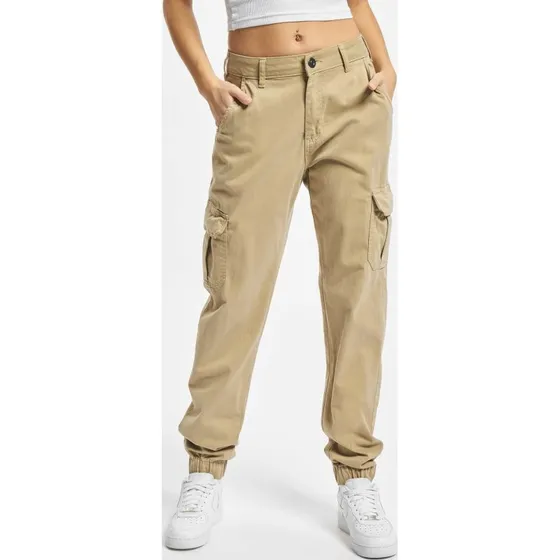 Urban Classics Vaqueros Cargo Elásticos con Bolsillos para Mujer - Beige