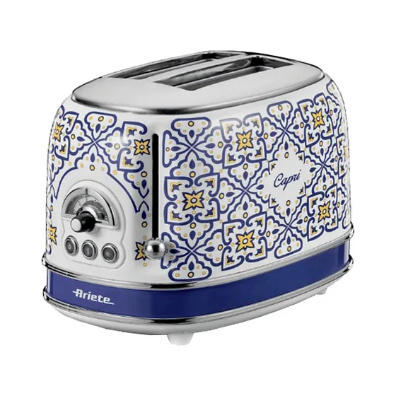 Tostadora Ariete Capri 810W - 2 Ranuras, 6 Niveles de Tostado, Azul/Blanco