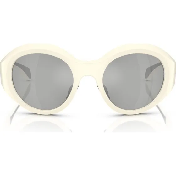 Moncler ME8005 Gafas de Sol Redondas Blancas con Lentes Grises