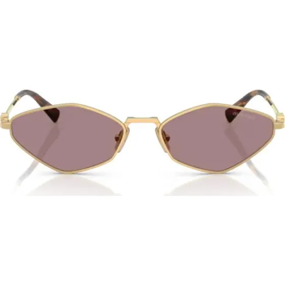 Miu Miu MU 56ZS 5AK20I Gafas de Sol Geométricas de Metal Oro y Marrón