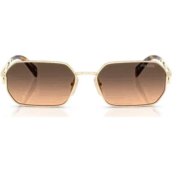 Prada PR A51S Gafas de Sol Geométricas de Oro y Marrón para Mujer