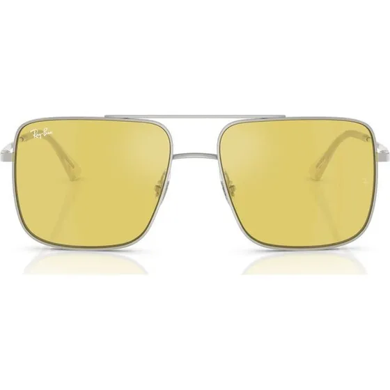 Ray-Ban RB 3758 Gafas de Sol Unisex Metal Cuadradas Plata/Amarillo