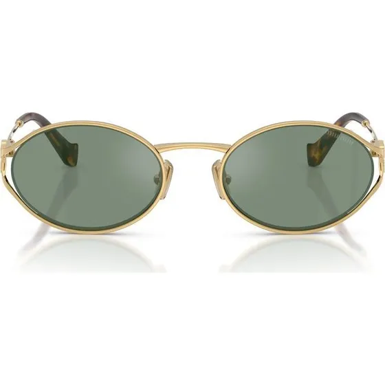 Miu Miu SMU 52YS Gafas de Sol Redondas Oro y Lente Verde 54mm