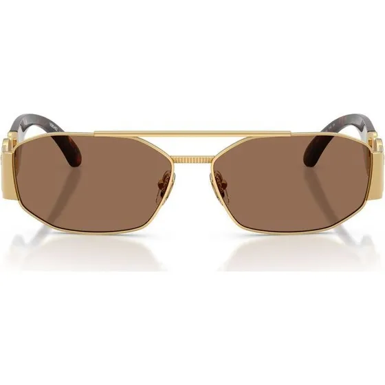Versace VE 2287 Gafas de Sol Geométricas Oro y Marrón 58mm