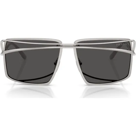 Prada PR C55S Gafas de Sol Geométricas Plateadas y Lentes Grises
