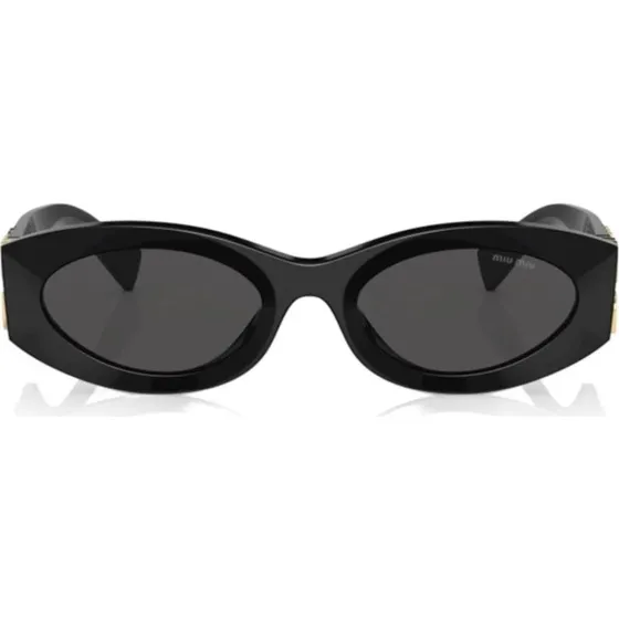Miu Miu MU 11WS Gafas de Sol Ovaladas de Acetato Negro y Lente Gris