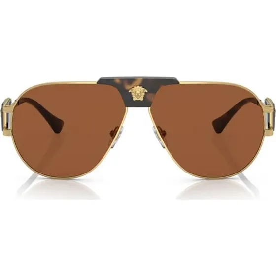 Versace Gafas de Sol VE 2252 Hombre Oro y Marrón Cuadradas