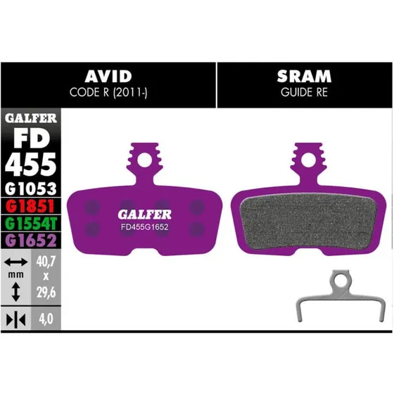 Pastillas de freno Galfer para E-Bike SRAM Guide Re Avid Code R