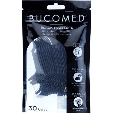 Bucomed Seda Dental + Palillo Carbon Act. Negro 30 Uds