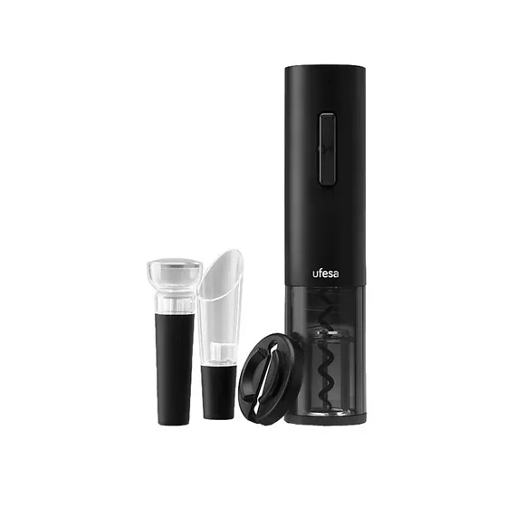 Sacacorchos Eléctrico Ufesa EasyOpen con Decantador y Luz LED, Negro