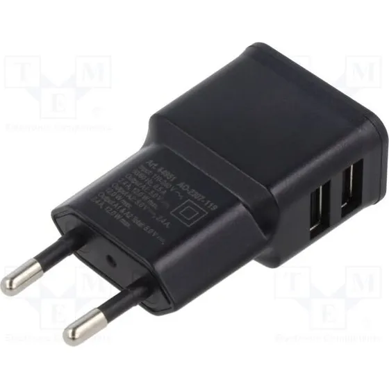 Goobay 44951 Cargador USB 2.4A Doble Negro