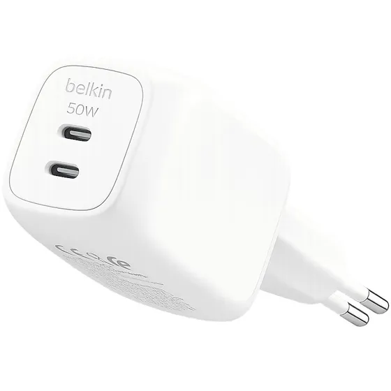 Belkin Cargador de Pared 50W con 2 Puertos USB-C - Blanco