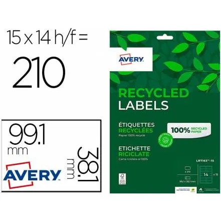 Avery Etiquetas Blancas Permanentes 99,1x38,1 mm Recicladas