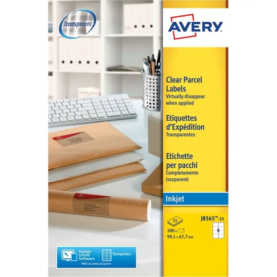 Avery Etiquetas Transparentes Inkjet J8565