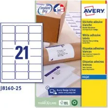 Avery J8160-25 Etiquetas Blancas 63,5x38,1 mm