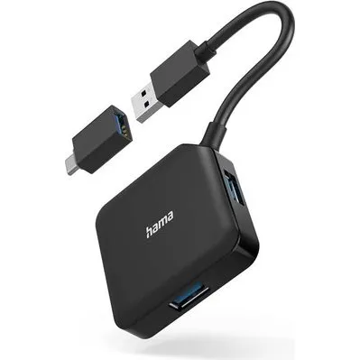 Hama Hub USB-C 4 Puertos 5Gbps Negro