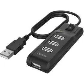 Hama USB Hub 4 Puertos con Interruptor Negro