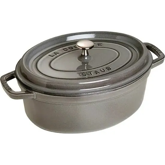 Staub La Cocotte Olla de Hierro Fundido Ovalada 29 cm, Gris Grafito