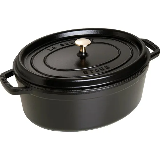 Staub La Cocotte Cacerola de Hierro Fundido Ovalada 6,7 L Negro