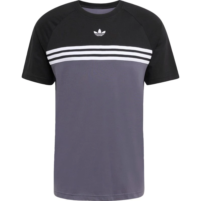 Adidas Originals Camiseta Chest Stripes Gris Basalto y Negro