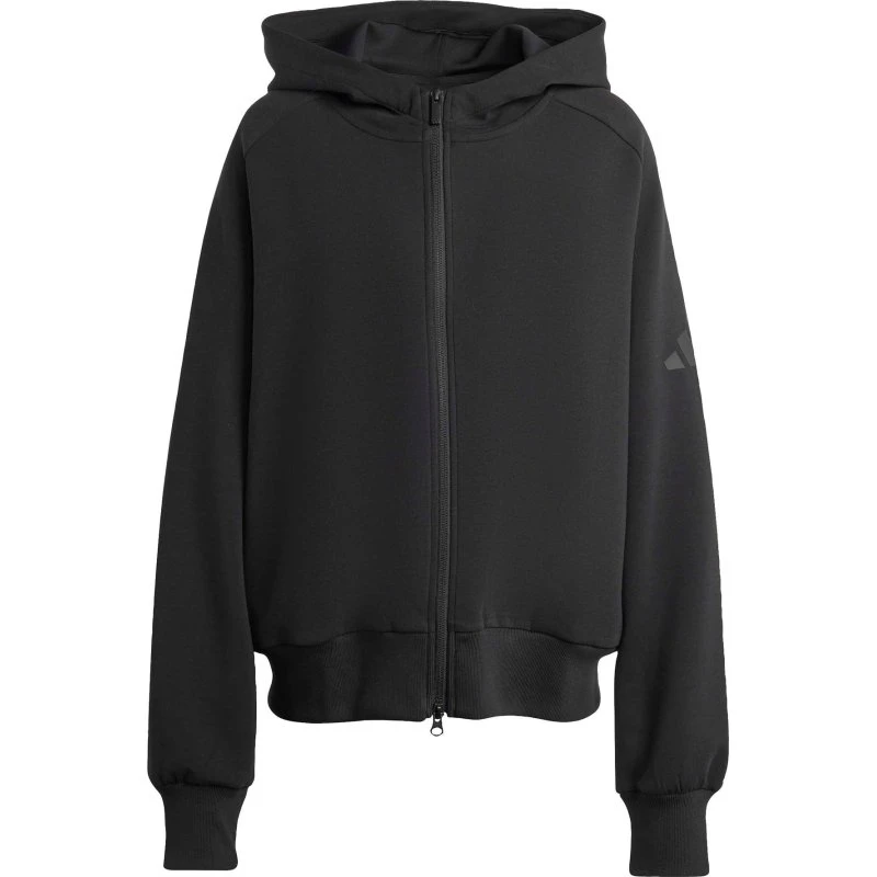 adidas Sudadera con capucha Soft Lux negra con cremallera